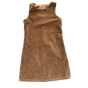 Childrens place girls size 6 wet sand brown velvet rhinestone dress sleeveless c